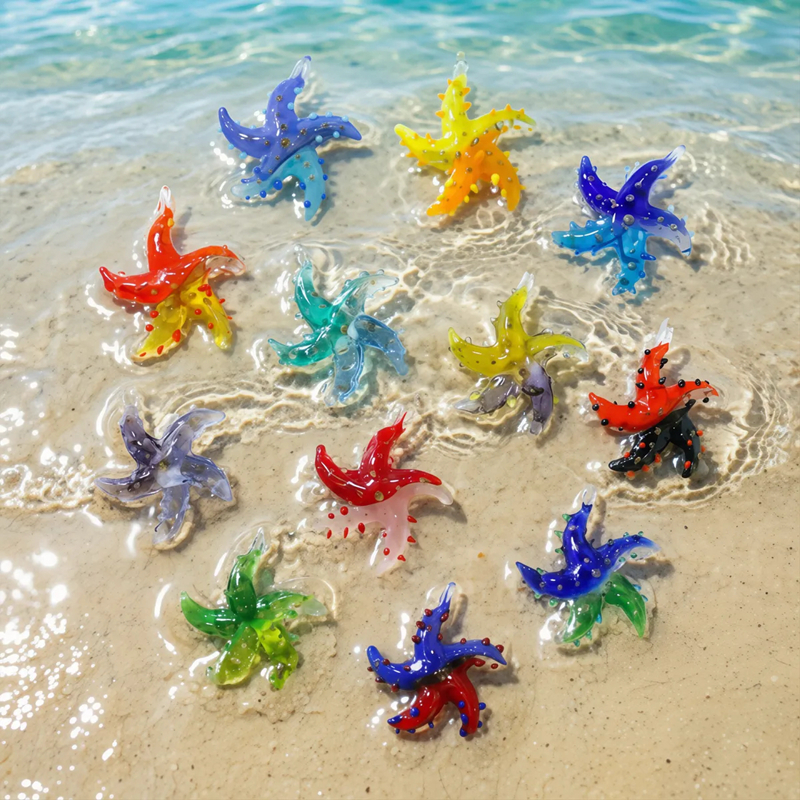 Aquarium And Marine - Mini Glass Starfish Pendant Colorful Cute