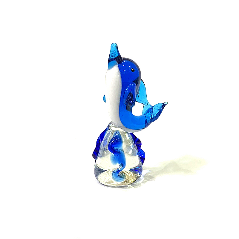 Marine Aquarium Design - Handmade Mini Glass Dolphin Figurine Wave