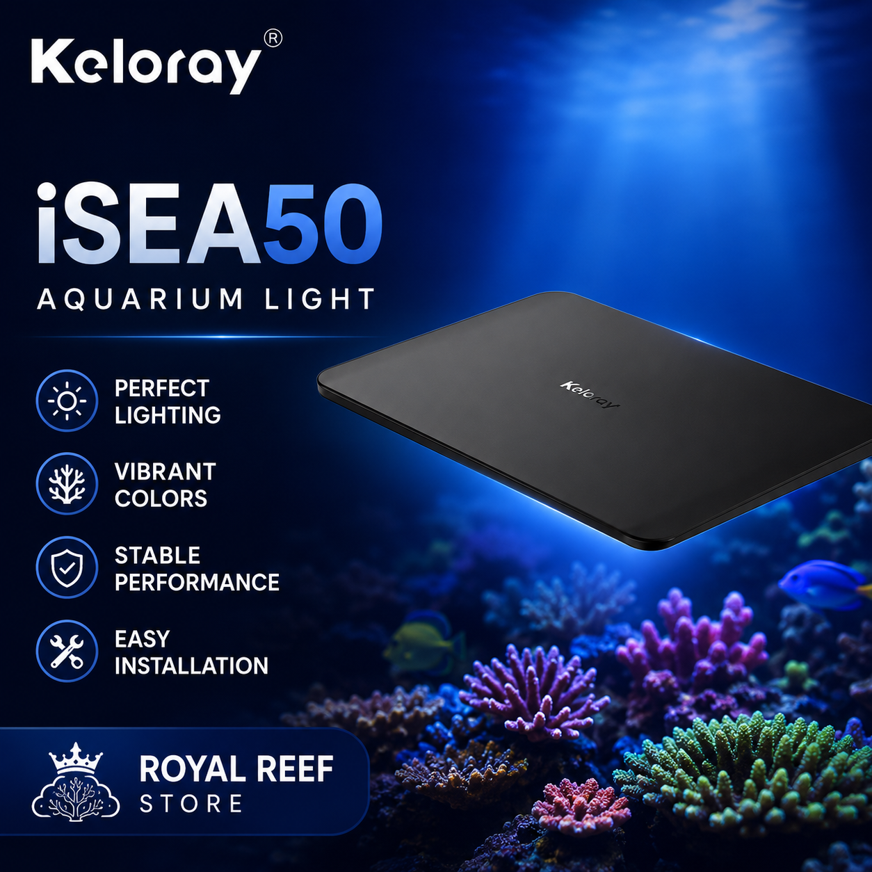 Aquarium Marine Lights - Keloray iSEA50 50W Fanless Full Spectrum
