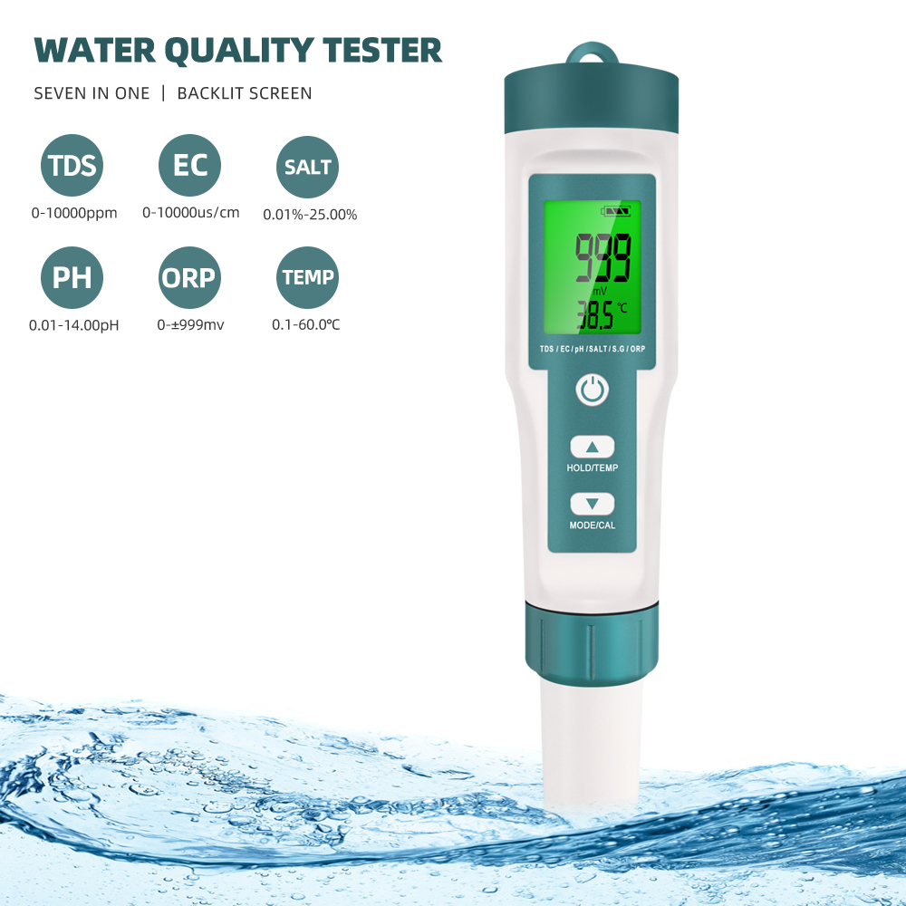 Marine Aquarium Water Analyzer - 7 in 1 PH TDS EC