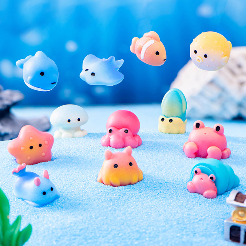 Marine Aquarium Decorations - Marine Animals Figurine Dolphin Octopus Jellyfish