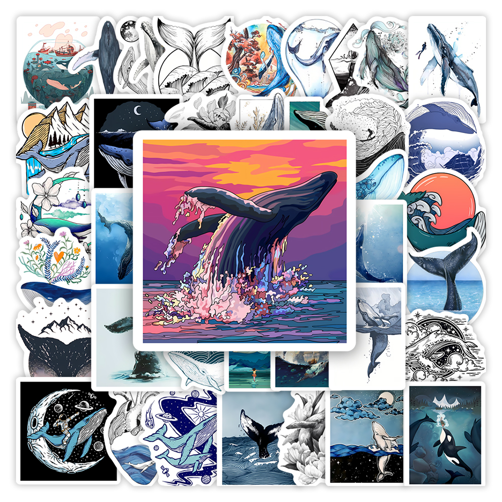 Watercolor Whale Stickers Aest - Marine Aquarium Decorations recensione e prezzo