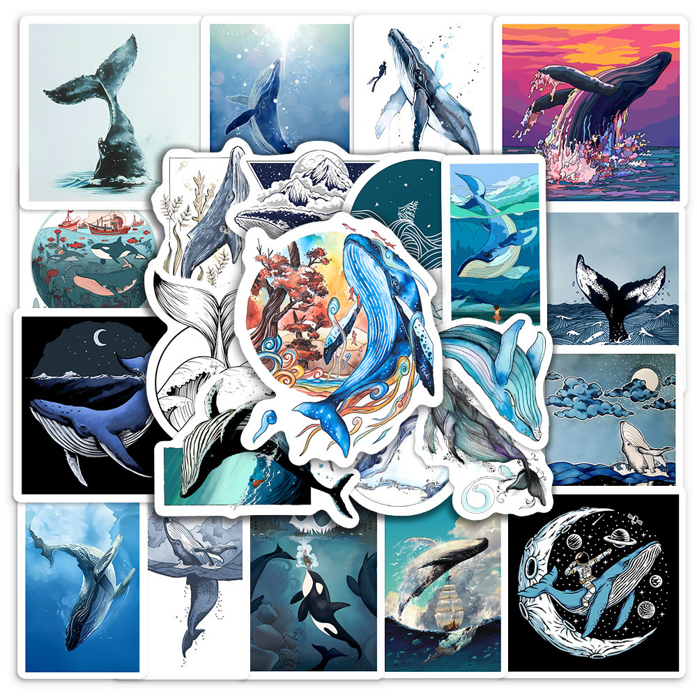 Watercolor Whale Stickers Aest - Marine Aquarium Decorations recensione e prezzo