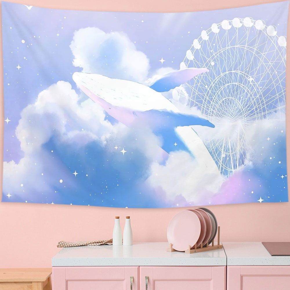 Cartoon Sky Dolphin Tapestry W - Marine Aquarium Decorations recensione e prezzo