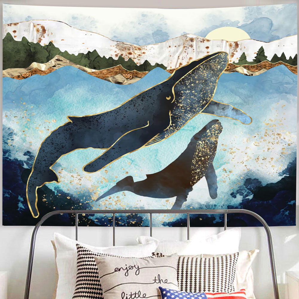 Cartoon Sky Dolphin Tapestry W - Marine Aquarium Decorations recensione e prezzo