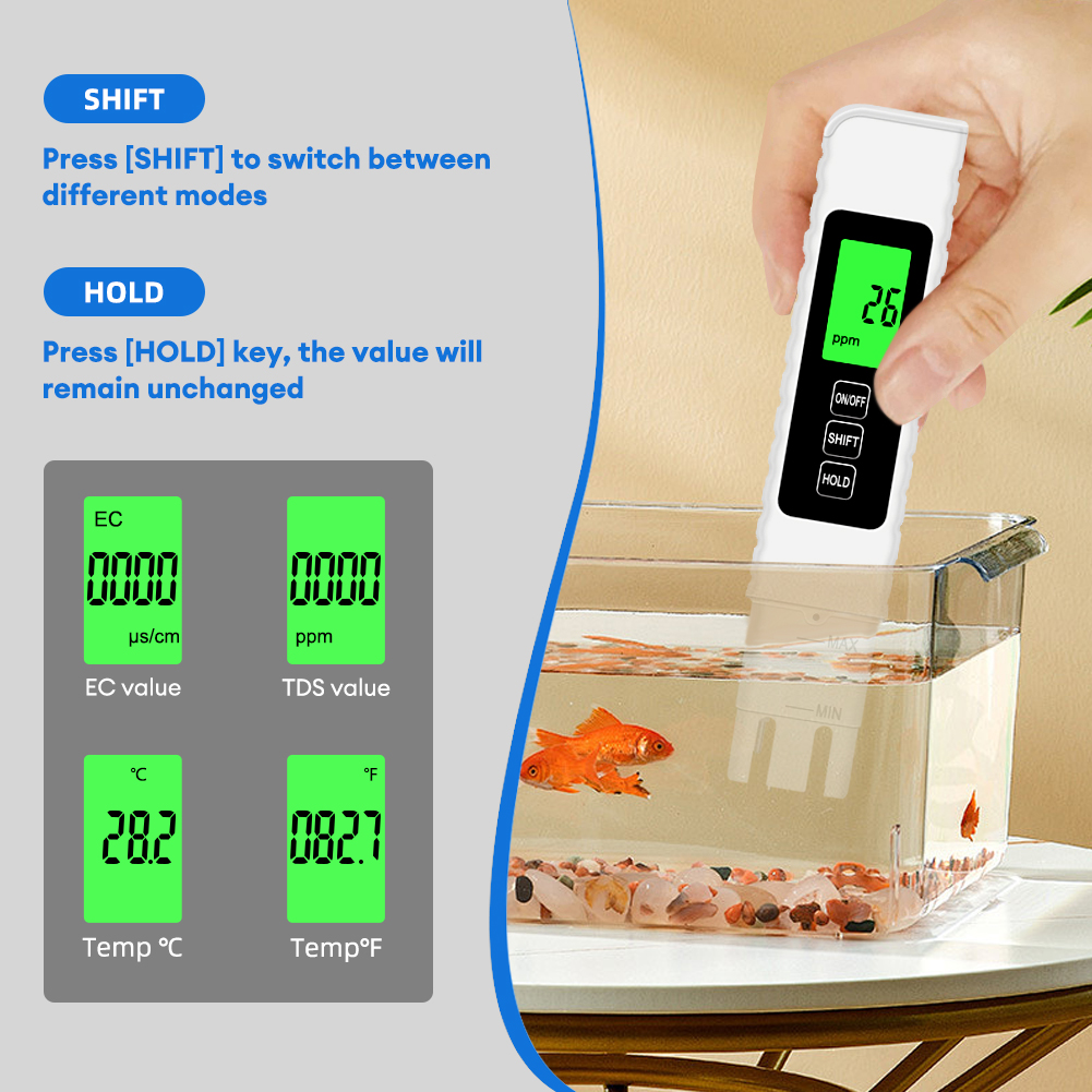 EC TDS Meter With Backlight Wa - Marine Aquarium Water Analyzer recensione e prezzo